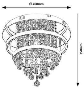 Rabalux 2237 - Krištáľový prisadený luster PALLAS LED/32W/230V + 3xE14/40W