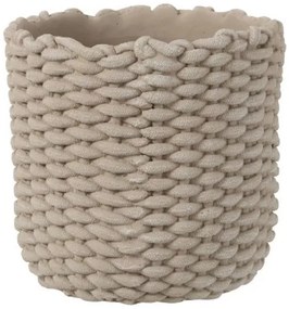 Šedý cementový obal na kvetináč v tvare košíka - Ø 29,5 * 28 cm