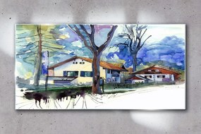 Skleneny obraz Abstrakcie akvarel stromy
