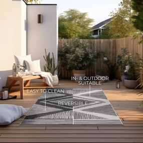 ELLE Decoration, Kusový koberec Gemini 106014 Black z kolekcie Elle – na von aj na doma, 120x170, čiernobiela, chodba / predsieň