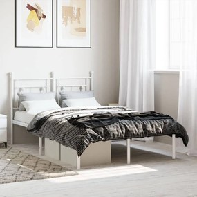 Kovový rám postele s čelom biely 120x200 cm 374386