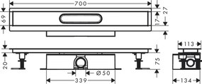 Hansgrohe uBox universal, úplná sada pre štandardnú inštaláciu - 700 pre vrchné sady sprchových žľabov, HAN-56023180