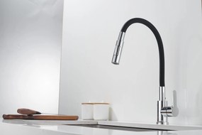 Gamma Flex 4000, stojanková drezová batéria s flexibilným ramenom, 2-funkčný výtok, čierna-chróm, GMA-BFX-4000CH