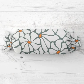 Biante Vankúš valec bonbon Sandra SA-491 Biele designové kvety na sivom 15x100 cm