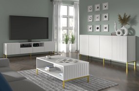 TV stolík/skrinka 200 2D2S Warsaw (biela + zlatá). Akcia -20%. Vlastná spoľahlivá doprava až k Vám domov. 1125136