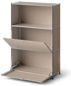 Kovová komoda »CN3 Slim Line« s 2 výklopnými priečinkami, hnedosivá