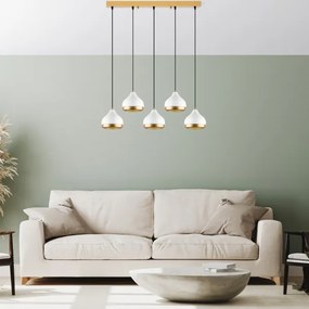 Luster na lanku YILDO 5xE27/40W/230V biela/zlatá