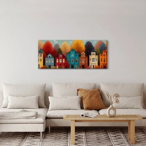 Obraz - Maľované jesenné mesto (120x50 cm)