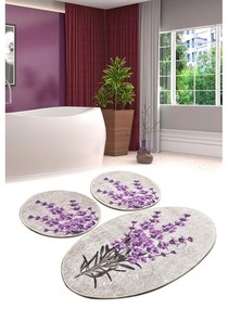 Fialovo-béžové kúpeľňové predložky v súprave 3 ks 60x100 cm Lavender – Foutastic
