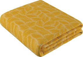 Prehoz  s pozdĺžným prešívaním farba produktu žltá látka zapletaná, vzorované