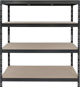 Kovové regály RIVET PRO 180x150x45 DTD drevotrieska 4 úrovne antracitová sivá