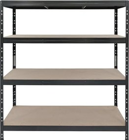 Kovové regály RIVET PRO 180x150x45 DTD drevotrieska 4 úrovne antracitová sivá