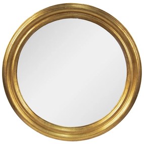 Zlaté nástenné zrkadlo v drevenom ráme - Ø 59 cm
