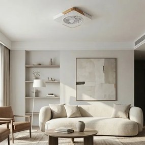 Brilagi - stmievateľné LED svietidlo s ventilátorom LED/38W/230V 50 cm biela/dub + diaľkové ovládanie