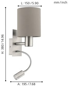 Eglo 96478 - LED Flexibilné svietidlo PASTERI 1xE27/40W+LED/3,8W taupe