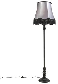 Stojaca lampa čierna s tienidlom Granny čierna so sivou - Classico