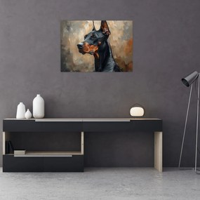 Sklenený obraz - Portrét Dobermana (70x50 cm)