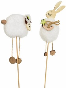 Sada zápichov plyšový zajačik a ovečka, 2 ks, v. 34 cm
