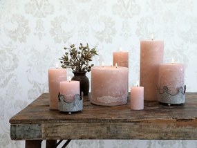 Ružová široká sviečka Rustic pillar rose - Ø 7*10cm/ 40h