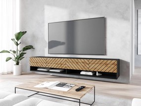 TV stolík/skrinka Adenik 180 MDF, Farby: biela / biela fala, Osvetlenie: osvetlenie LED RGB - farebné