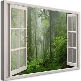Obraz na plátně, Tropické okno lesa džungle - 90x60 cm