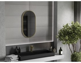 Mexen Loft, oválne kúpeľňové zrkadlo 75 x 40 cm, farba rámu zlatá lesklá, 9851-075-040-000-50