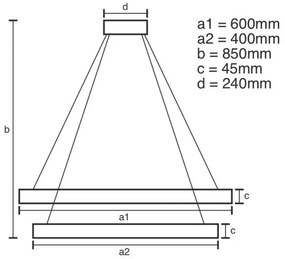 LED Stmievateľný luster na lanku LED/120W/230V 3000-6500K + diaľkové ovládanie