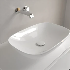 VILLEROY &amp; BOCH Loop &amp; Friends obdĺžnikové umývadlo na dosku bez otvoru, bez prepadu, 560 x 380 mm, biela alpská, s povrchom CeramicPlus, 4A4901R1