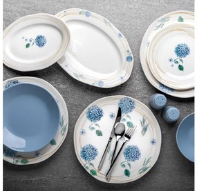 Jedálenská súprava 29 ks, biela/modrá, porcelán