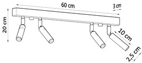 Bodové svietidlo Eyetech, 4x čierne kovové tienidlo, (možnosť polohovania)