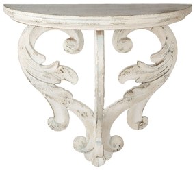 Biely vintage nástenný stolík s patinou - 56 * 29 * 51 cm