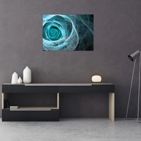 Obraz - Abstraktné ruže modrá s čiernym pozadím (70x50 cm)