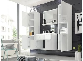 Kúpeľňový nábytok Floryna XL, Farby: biela / šedý lesk, Sifón: bez sifónu, Umývadlová batéria: Platino BCZ 020M
