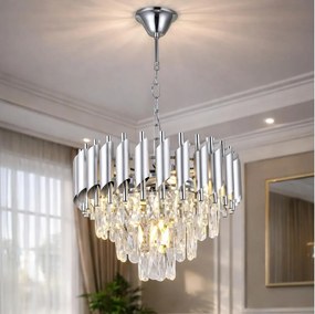 Brilagi – závesný luster na reťazi ECLIPSE 5×E14/10W/230V, pr. 38 cm, strieborný