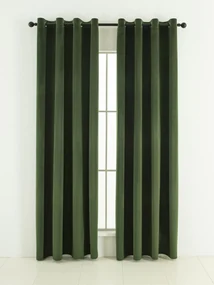 Zamatové zatemňovacie závesy Cesar tmavo zelené - 140 x 250 cm (2ks) - krúžky