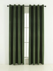 Zamatové zatemňovacie závesy Cesar tmavo zelené - 140 x 280 cm (2ks) - krúžky