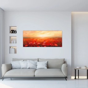 Obraz - Pole vlčích makov (120x50 cm)