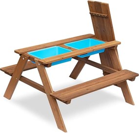 Detská záhradná lavica s hracím stolom PLAYLAND 88x88x51 cm