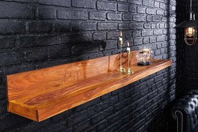 Dizajnová nástenná polica Medan z masívu Sheesham 140cm