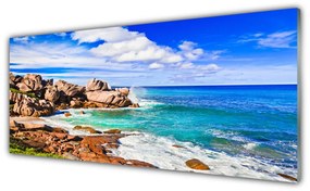Obraz plexi Pláž skaly more krajina 125x50 cm