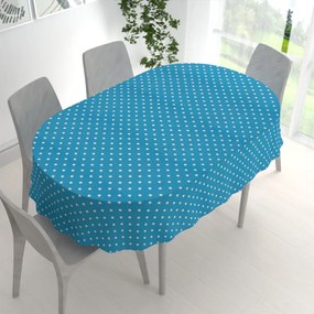 Biante Dekoračný oválny obrus Leona LN-021 Biele bodky na modrom 100x160 cm