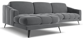 Sivá zamatová rohová pohovka (ľavý roh) Nalu – Makamii