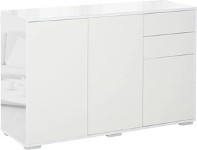 HOMCOM Obývací Stena s 3 Dverami, 2 Zásuvkami a Nastaviteľnou Poličkou – Úložný Kabinet pre Kuchyňu a Spálňu, Stabilný proti Prevrhnutiu, 117x36x74 cm