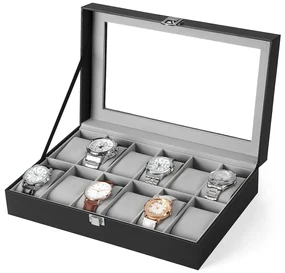 Box na hodinky Watch, 30x8,5x21 cm, čierna/sivá