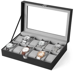 Songmics Box na hodinky Watch, 30x8,5x21 cm, čierna/sivá