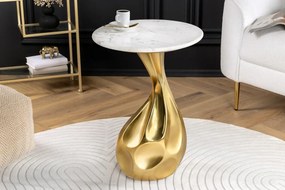 Príručný stolík TEAR 60cm zlatobiely mramor