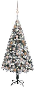 Umelý vianočný stromček s LED a súpravou gulí zelený 120 cm 3077866