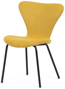 Židle jídelní, žlutá látka, nohy černý kov