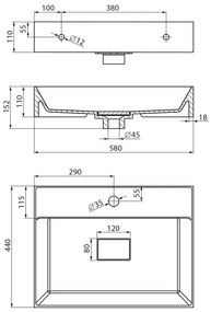Sapho - Umývadlo na dosku GODIVA 58x44 cm mramor/biela