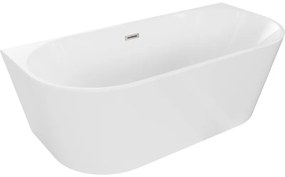 Mexen Oval, voľne stojaca nástenná vaňa 140 x 75 cm, biela, brúsená oceľ prepad, 52671407500-97